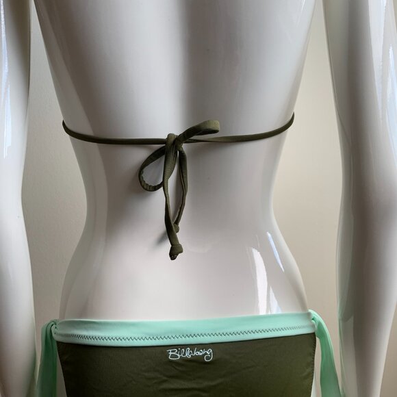 billabong solid olive & mint green halter top bikini - Picture 6 of 6